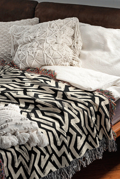 Modern Black And White Woven Blankets