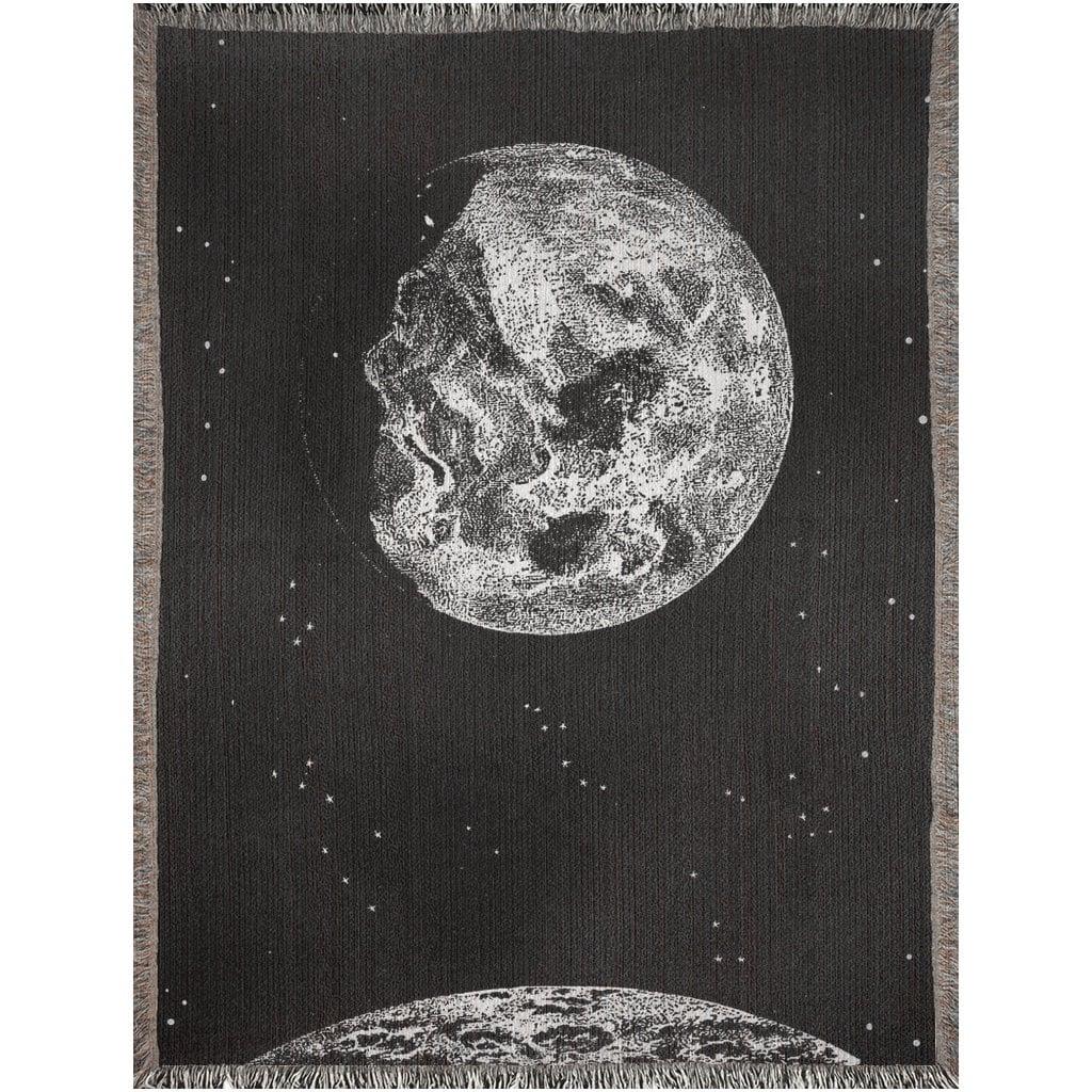 Vintage Moon Astronomy Woven Cotton Throw Blankets