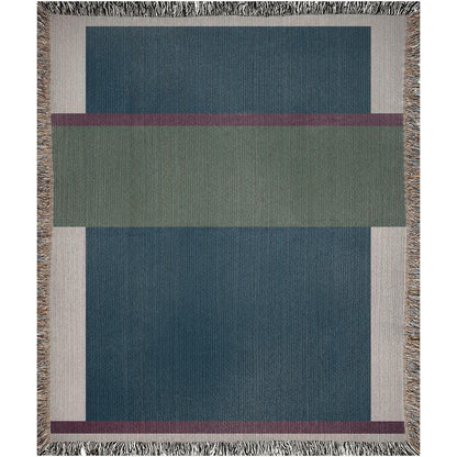 Green Blue Purple Minimalist Geometric Woven Cotton Throw Blankets