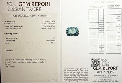 Natural Blue Tourmaline Oval Gemstone | Certified Ice Blue for Jewelry