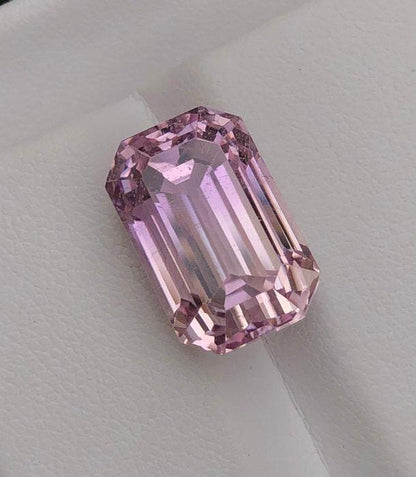 Ombre Natural Kunzite 15.28 Ct Emerald Cut | Certified Pink Spodumene Gemstone