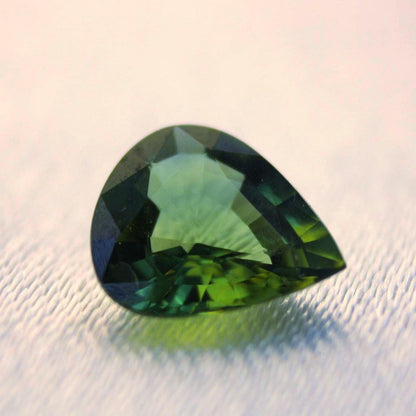 Natural Pear Cut Green Sapphire Gemstone | 0.90 Ct Teal Corundum (IGI Certified)