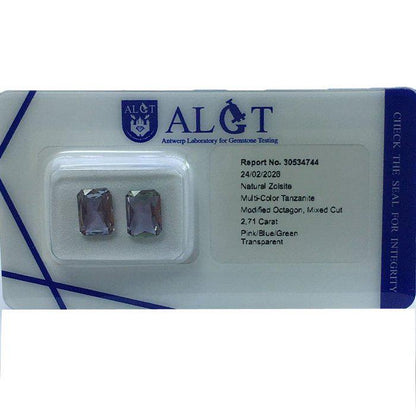 Natural Peacock Tanzanite Pair 2.71 tcw | Sealed in Certification Package