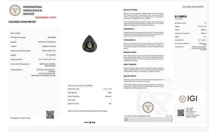 Natural Teal Green Sapphire Gemstone | Pear Cut 1.01 Ct Unheated Certified Loose Sapphire