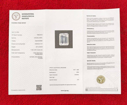 Natural Aquamarine Emerald Cut Gemstone | Certified Pale Blue Beryl (4.01 Ct)