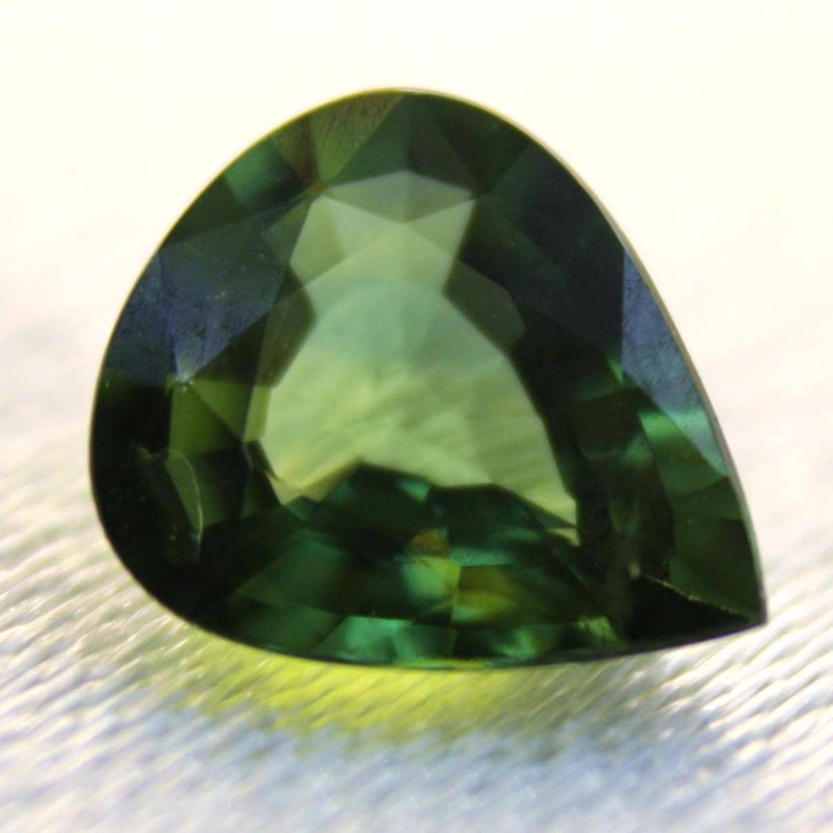 Natural Pear Cut Green Sapphire Gemstone | 0.90 Ct Teal Corundum (IGI Certified)