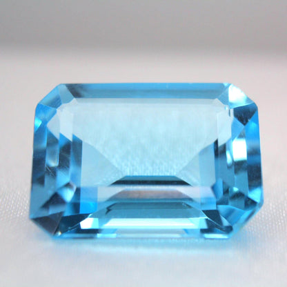Natural Blue Topaz Gemstone | Emerald Cut 24.91 Ct Certified Loose Stone