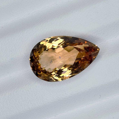 Natural Orange Topaz Gemstone | 19.22 Ct Pear Cut Champagne Cognac Loose Gem