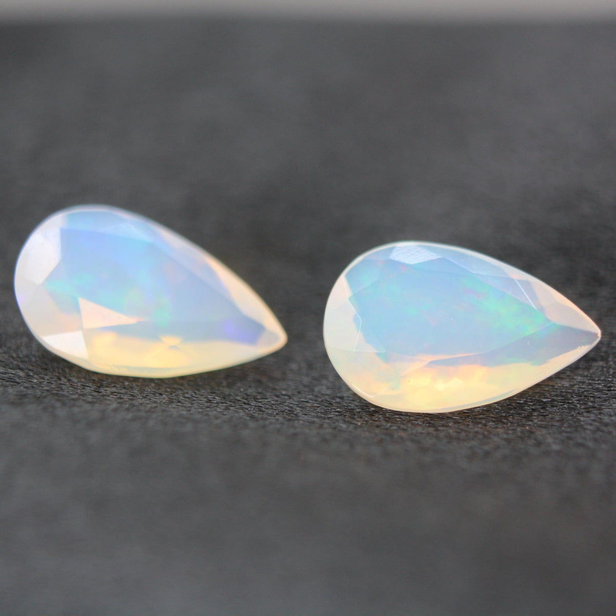 Natural Crystal Opal Pair 4.51ct Pear Cut Certified Matching Gemstones