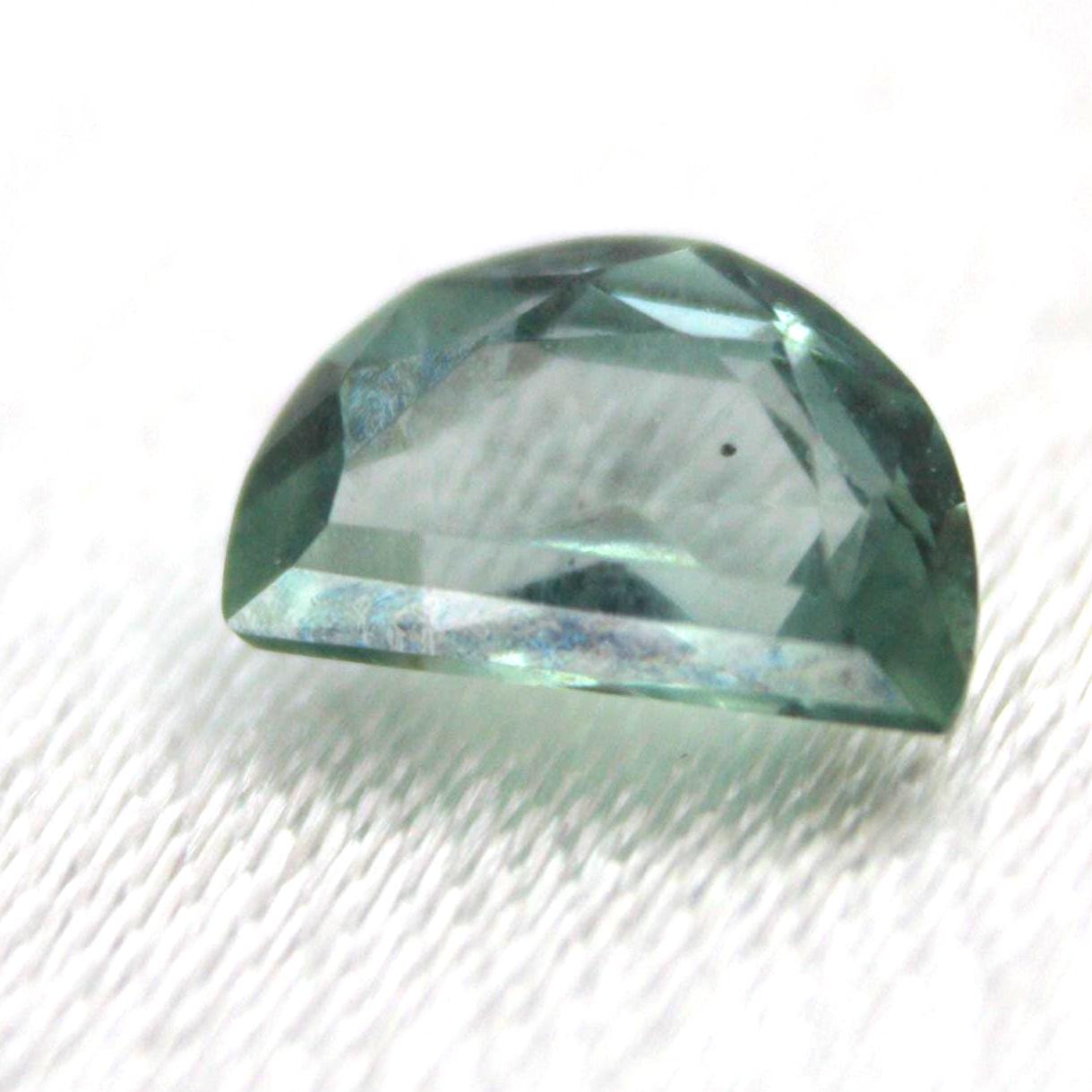 Unheated Montana Sapphire 0.45 ct Green Half Moon Gemstone | Custom Cut Collector Stone