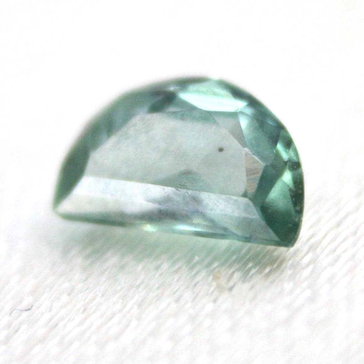 Unheated Montana Sapphire 0.45 ct Green Half Moon Gemstone | Custom Cut Collector Stone