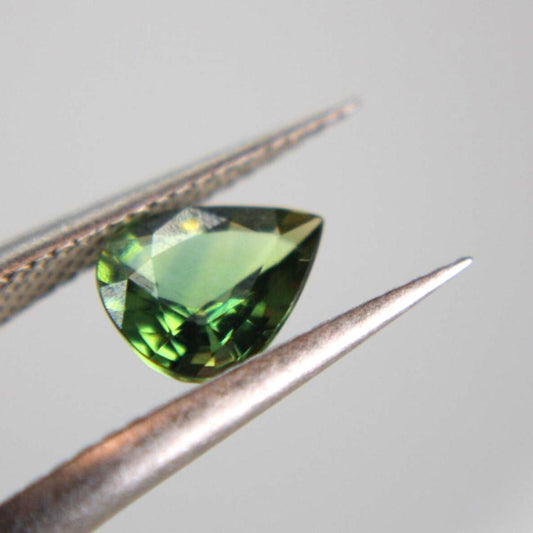 Natural Pear Cut Green Sapphire Gemstone | 0.90 Ct Teal Corundum (IGI Certified)
