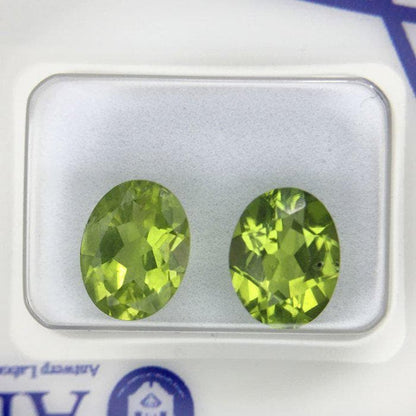 Matched Natural Peridot Pair 4.04 Ct Oval Gemstones (Certified)