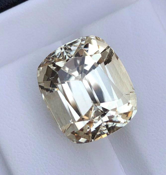 Large Yellow Spodumene Gemstone | Cushion Cut Collector Statement Stone (33.75 Ct)