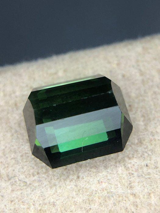 Natural Green Tourmaline 2.00 Ct Emerald Cut Gemstone | Certified Elbaite Tourmaline