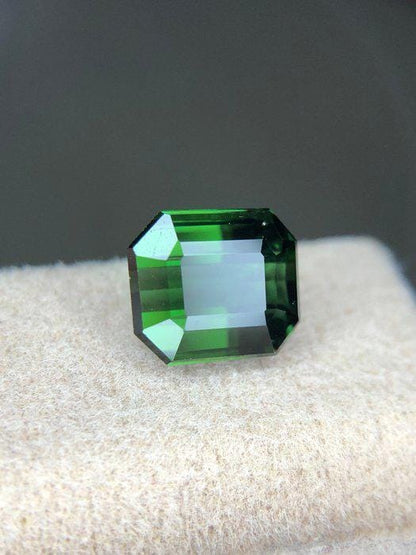 Natural Green Tourmaline Gemstone | 2.90 Ct Emerald Cut Certified Elbaite Loose Stone