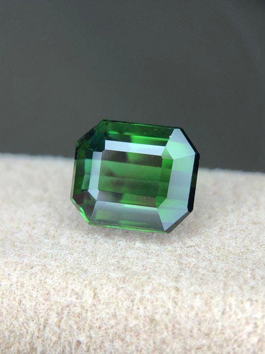 Natural Green Tourmaline Gemstone | 2.90 Ct Emerald Cut Certified Elbaite Loose Stone
