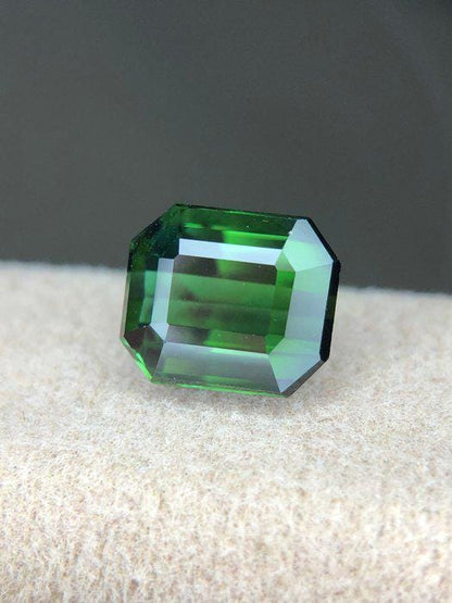 Natural Green Tourmaline Gemstone | 2.90 Ct Emerald Cut Certified Elbaite Loose Stone