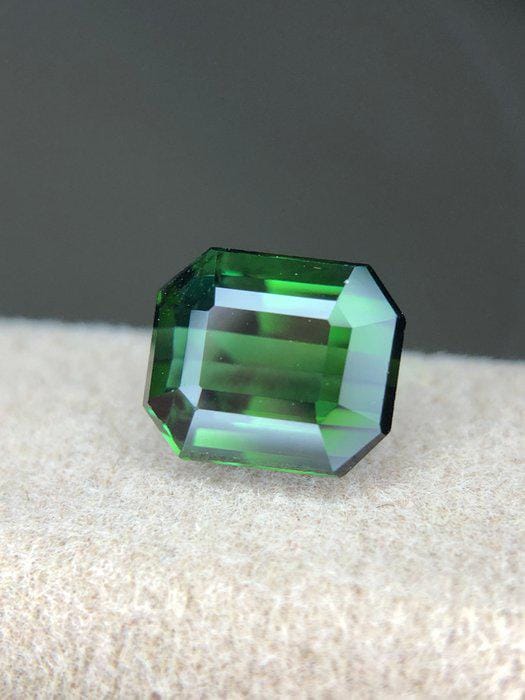 Natural Green Tourmaline Gemstone | 2.90 Ct Emerald Cut Certified Elbaite Loose Stone