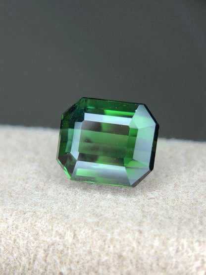 Natural Green Tourmaline Gemstone | 2.90 Ct Emerald Cut Certified Elbaite Loose Stone