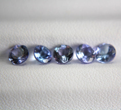 5 Natural Bi-Color Tanzanites 2.07 TCW Certified Gemstone Lot | Round Cut Tanzanite Parcel