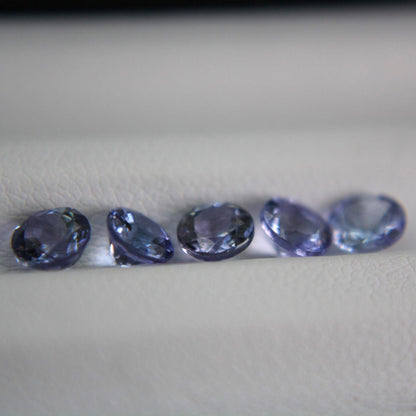 5 Natural Bi-Color Tanzanites 2.07 TCW Certified Gemstone Lot | Round Cut Tanzanite Parcel