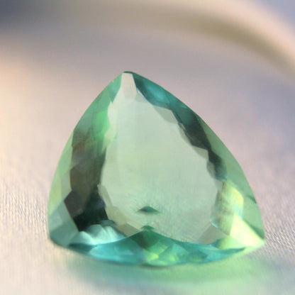 Large Natural Fluorite Gemstone | 17.67 Ct Trillion Cut Bluish Green Certified Fluorite