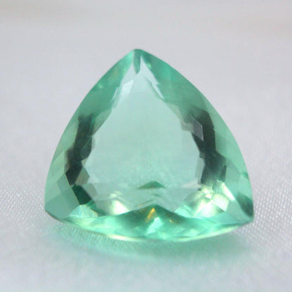 Large Natural Fluorite Gemstone | 17.67 Ct Trillion Cut Bluish Green Certified Fluorite