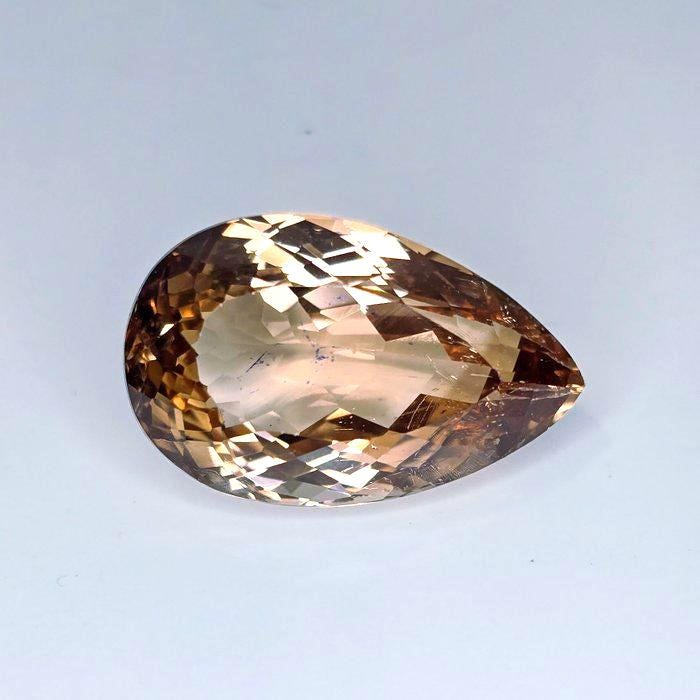 Natural Orange Topaz Gemstone | 19.22 Ct Pear Cut Champagne Cognac Loose Gem