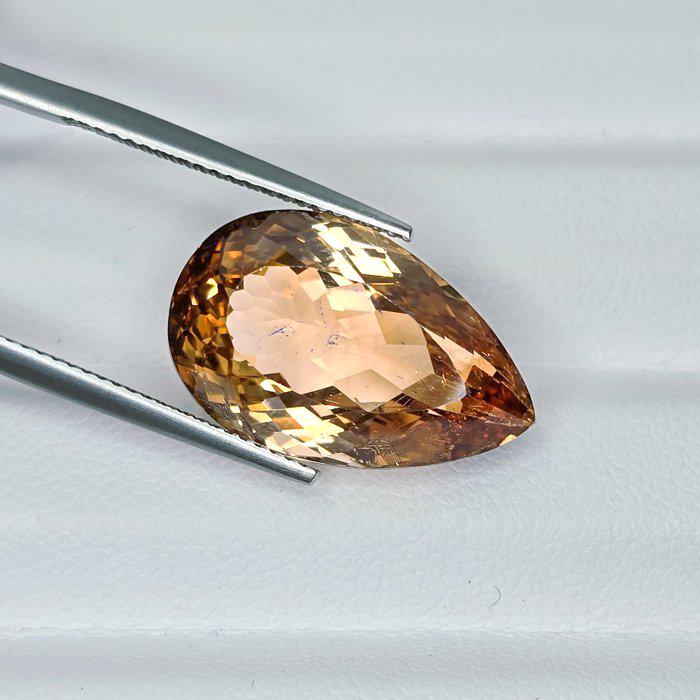 Natural Orange Topaz Gemstone | 19.22 Ct Pear Cut Champagne Cognac Loose Gem