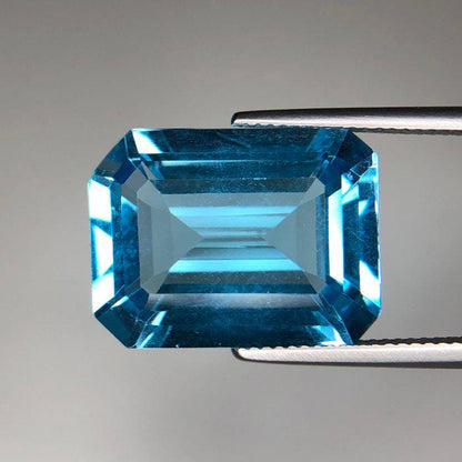 Natural Blue Topaz Gemstone | Emerald Cut 24.91 Ct Certified Loose Stone