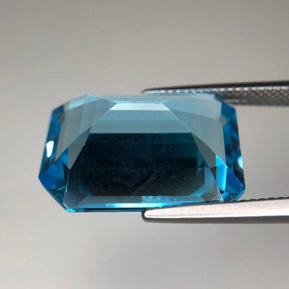 Natural Blue Topaz Gemstone | Emerald Cut 24.91 Ct Certified Loose Stone