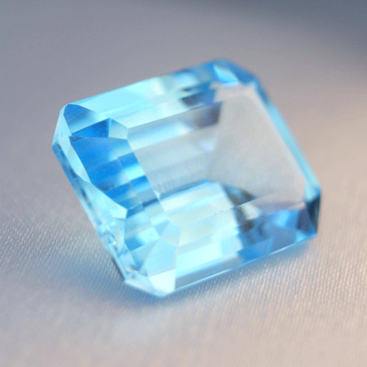 Natural Blue Topaz Gemstone | Emerald Cut 24.91 Ct Certified Loose Stone
