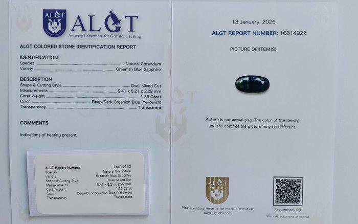 Natural Parti Sapphire 1.29 Ct | Blue Green Sapphire | Certified Sapphire