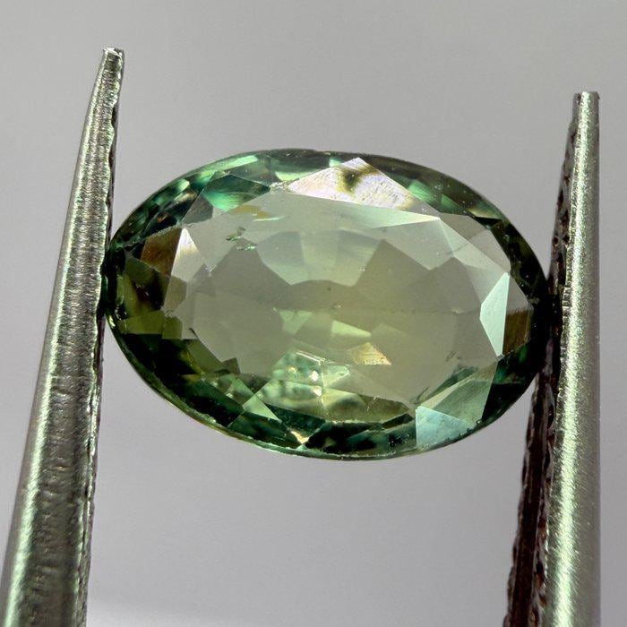 Natural Green Sapphire Oval Gemstone | Unheated Teal Corundum (1.03 Ct, IGI Certified)