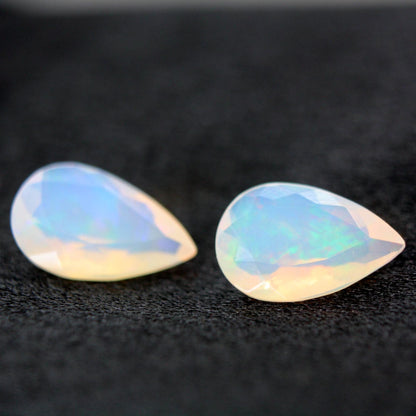 Natural Crystal Opal Pair 4.51ct Pear Cut Certified Matching Gemstones
