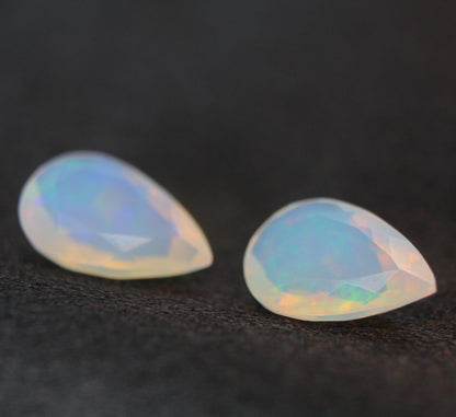 Natural Crystal Opal Pair 4.51ct Pear Cut Certified Matching Gemstones