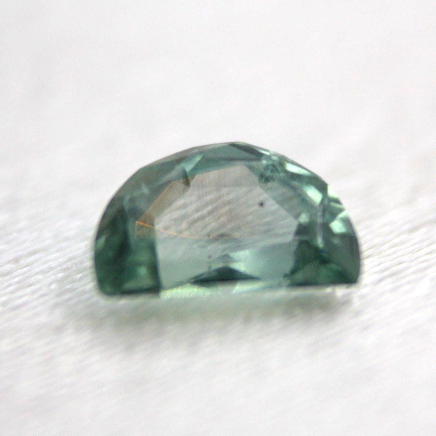 Unheated Montana Sapphire 0.45 ct Green Half Moon Gemstone | Custom Cut Collector Stone