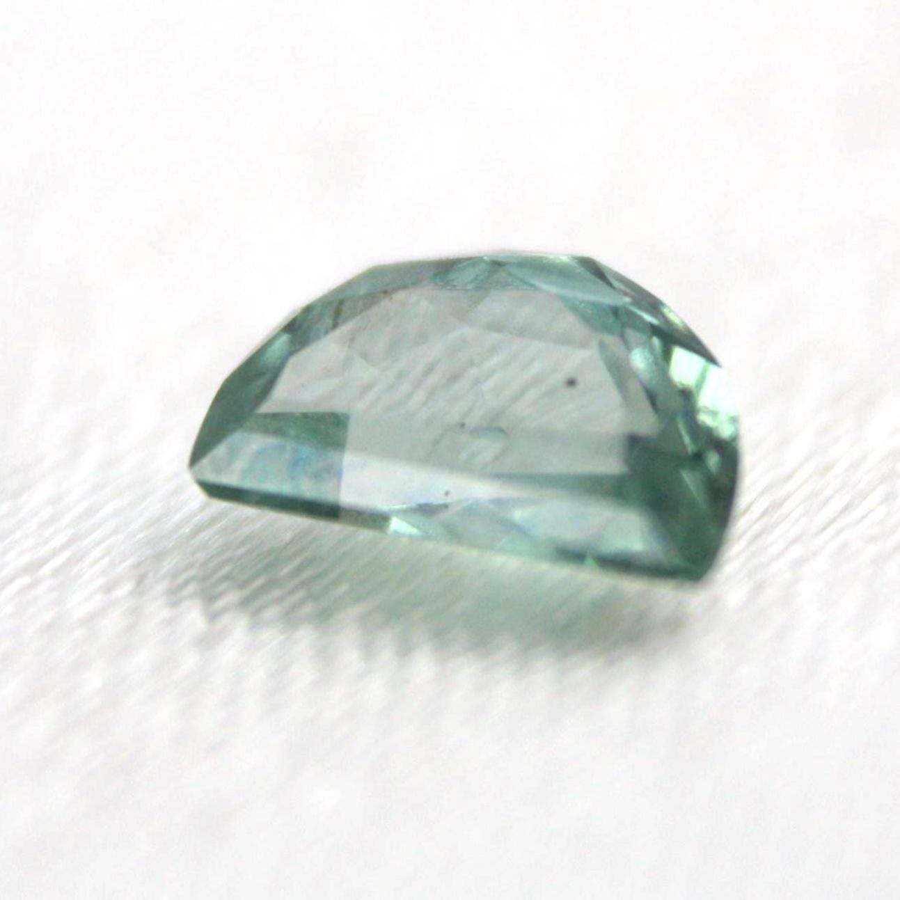 Unheated Montana Sapphire 0.45 ct Green Half Moon Gemstone | Custom Cut Collector Stone