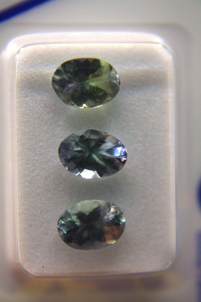 Certified Bi-Color Tanzanite Gemstones | 2.45 TCW Matched Oval Set