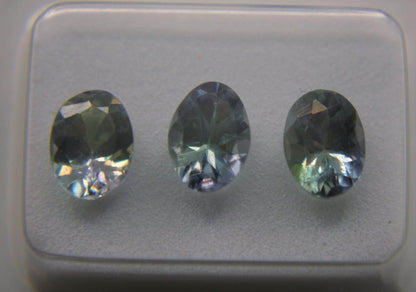 Certified Bi-Color Tanzanite Gemstones | 2.45 TCW Matched Oval Set