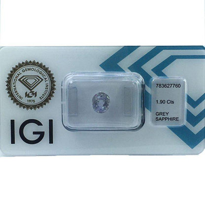 Natural Violet Grey Sapphire 1.90 Ct Oval Gemstone (IGI Certified)