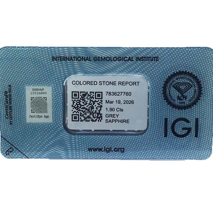 Natural Violet Grey Sapphire 1.90 Ct Oval Gemstone (IGI Certified)