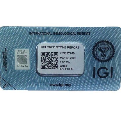 Natural Violet Grey Sapphire 1.90 Ct Oval Gemstone (IGI Certified)