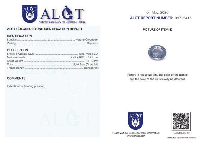 1.31 Ct Blue Sapphire | Certified Natural Sapphire | Oval Cut Loose Gemstone | Light Blue Sapphire for Custom Jewelry