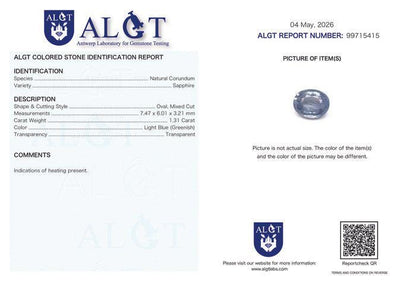 1.31 Ct Blue Sapphire | Certified Natural Sapphire | Oval Cut Loose Gemstone | Light Blue Sapphire for Custom Jewelry