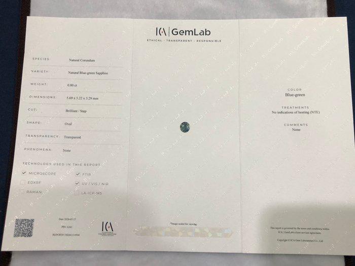 Unheated Blue-Green Sapphire Oval Gemstone | Teal Parti Sapphire (0.80 Ct)