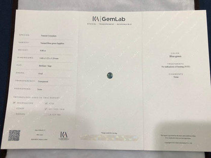 Unheated Blue-Green Sapphire Oval Gemstone | Teal Parti Sapphire (0.80 Ct)