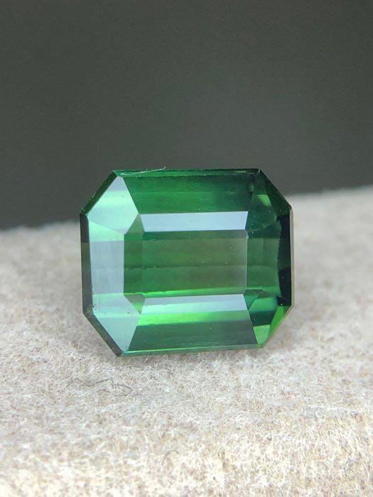 Natural Green Tourmaline 2.00 Ct Emerald Cut Gemstone | Certified Elbaite Tourmaline