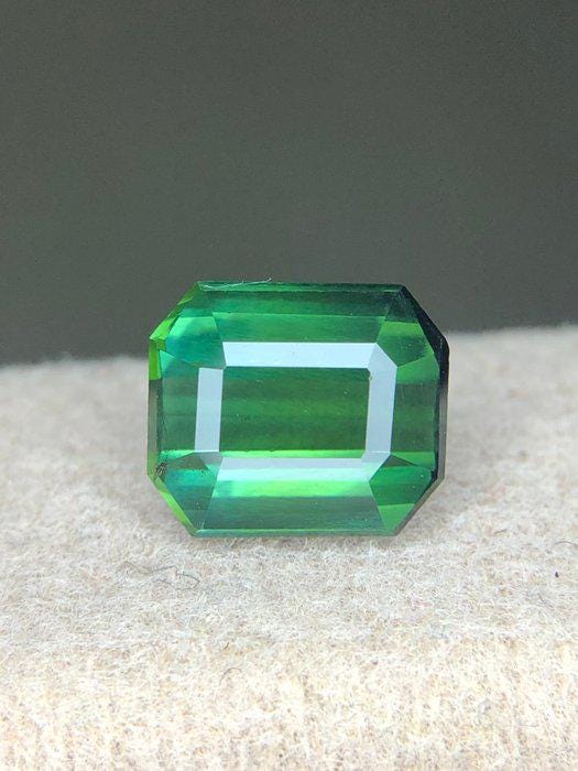 Natural Green Tourmaline 2.00 Ct Emerald Cut Gemstone | Certified Elbaite Tourmaline